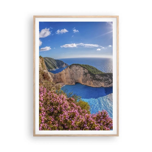 Póster en marco roble claro - Mis grandes vacaciones en Grecia - 70x100 cm