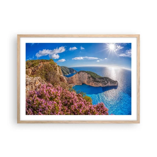 Póster en marco roble claro - Mis grandes vacaciones en Grecia - 70x50 cm