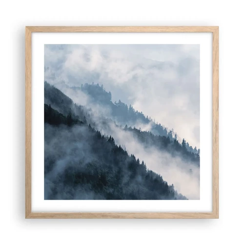 Póster en marco roble claro - Misticismo de las montañas - 50x50 cm