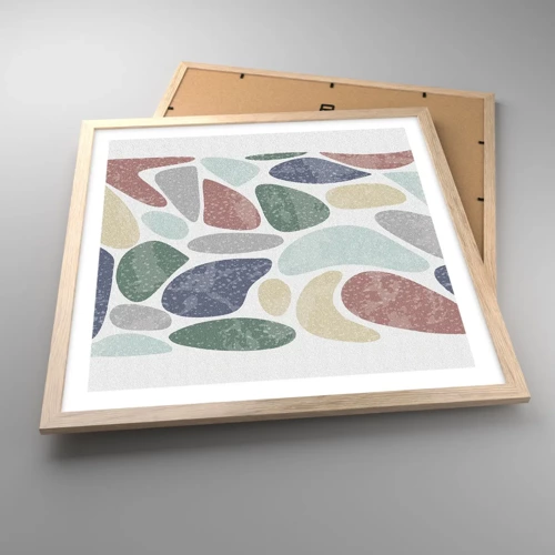 Póster en marco roble claro - Mosaico de colores empolvados - 50x50 cm