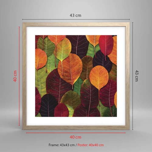 Póster en marco roble claro - Mosaico de otoño - 40x40 cm