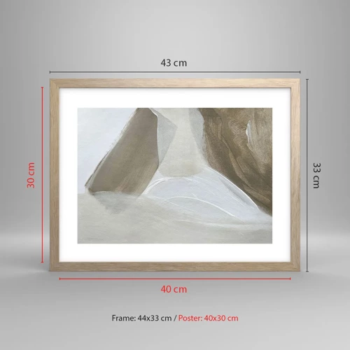 Póster en marco roble claro - Ola de blanco - 40x30 cm