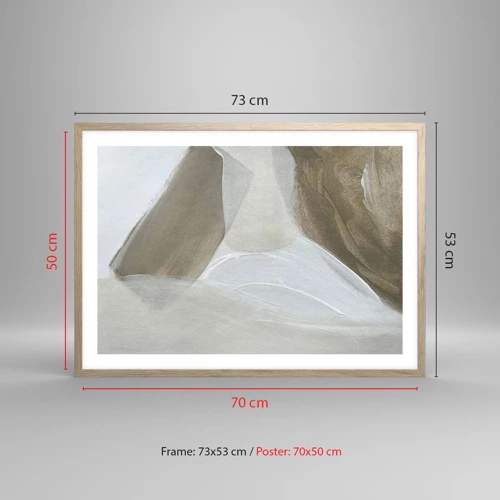 Póster en marco roble claro - Ola de blanco - 70x50 cm