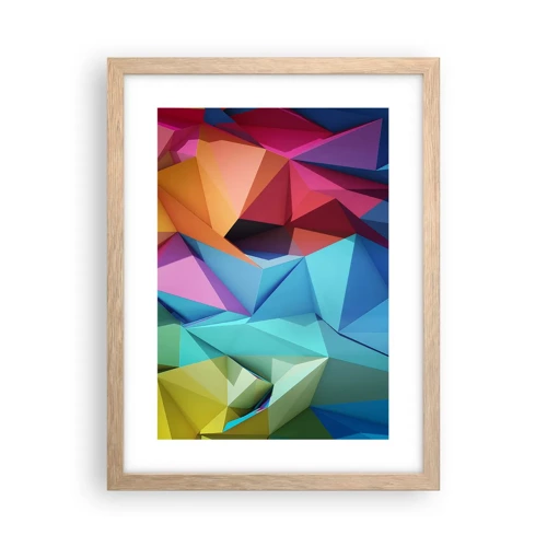 Póster en marco roble claro - Origami arco iris - 30x40 cm