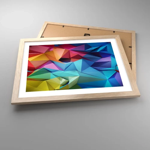 Póster en marco roble claro - Origami arco iris - 40x30 cm