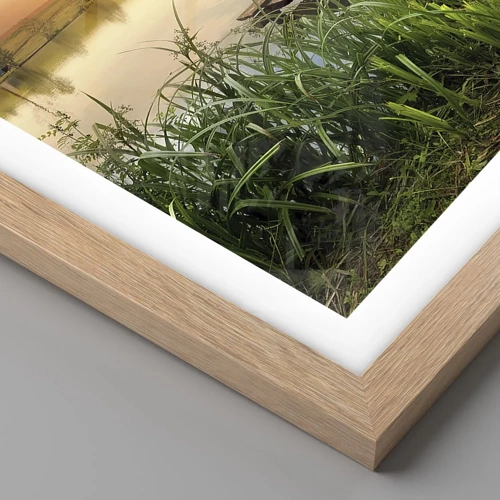 Póster en marco roble claro - Paisaje en un marco verde - 40x30 cm