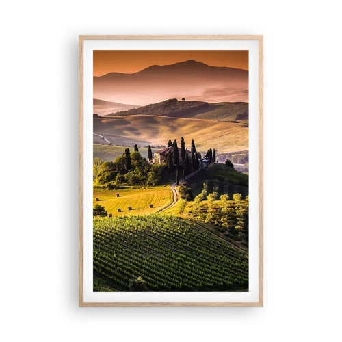 Póster en marco roble claro - Paisaje toscano - 61x91 cm