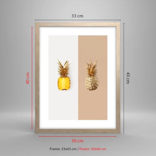 Póster en marco roble claro - Piña y media - 30x40 cm