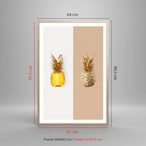 Póster en marco roble claro - Piña y media - 61x91 cm