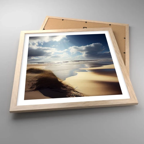 Póster en marco roble claro - Playa, playa salvaje - 40x40 cm