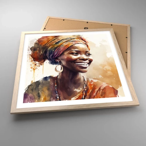 Póster en marco roble claro - Reina africana - 50x50 cm