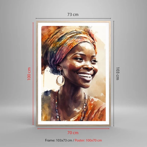 Póster en marco roble claro - Reina africana - 70x100 cm