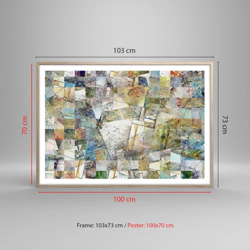 Póster en marco roble claro - Remodelación geométrica - 100x70 cm