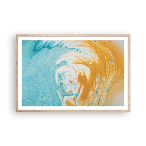 Póster en marco roble claro - Remolino pastel - 91x61 cm