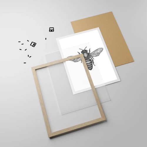Póster en marco roble claro - Retrato de insecto - 70x100 cm