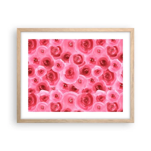 Póster en marco roble claro - Rosas abajo y arriba - 50x40 cm