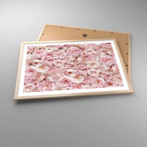 Póster en marco roble claro - Salpicado de rosas - 70x50 cm