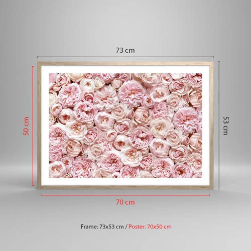 Póster en marco roble claro - Salpicado de rosas - 70x50 cm
