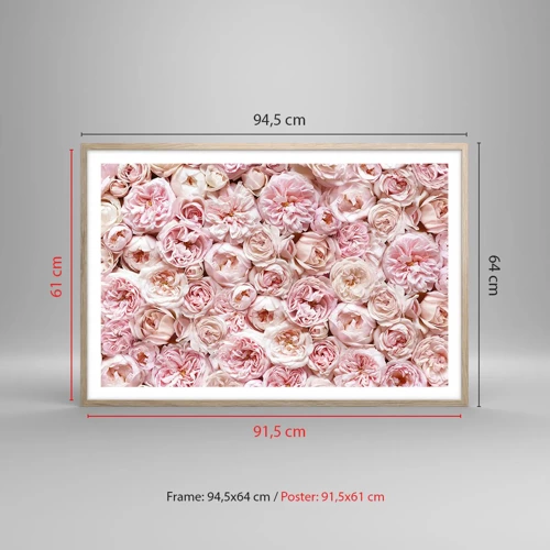 Póster en marco roble claro - Salpicado de rosas - 91x61 cm