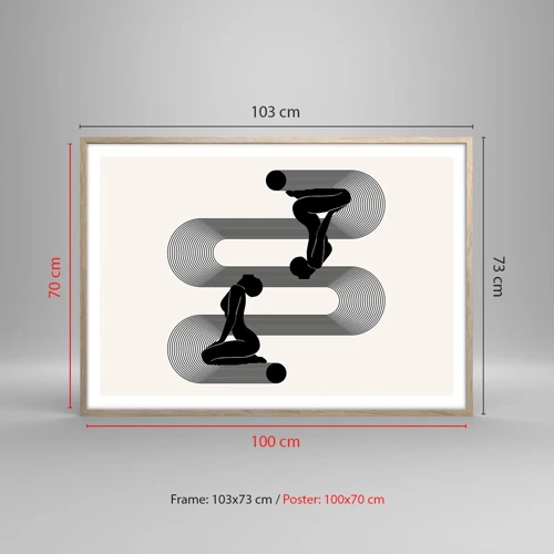 Póster en marco roble claro - Simetría sensual - 100x70 cm