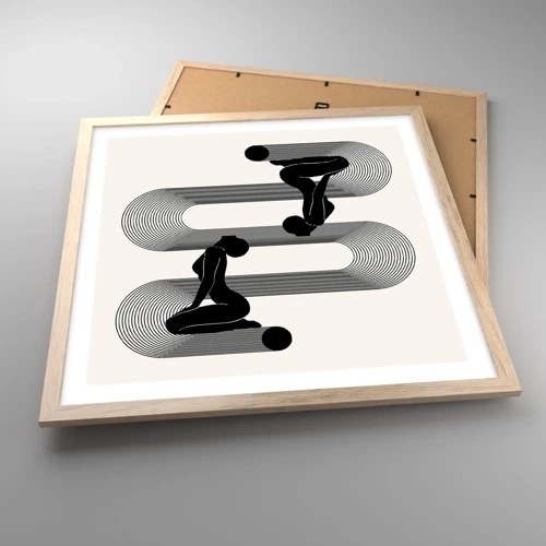 Póster en marco roble claro - Simetría sensual - 50x50 cm