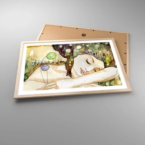 Póster en marco roble claro - Sueño esmeralda y violeta - 70x50 cm