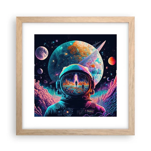 Póster en marco roble claro - Sueños de niño - 30x30 cm