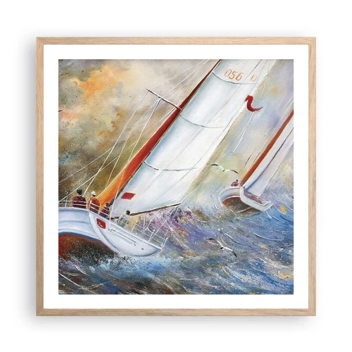 Póster en marco roble claro - Surcando las olas - 60x60 cm