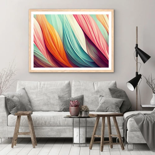 Póster en marco roble claro - Tejido arco iris - 40x30 cm