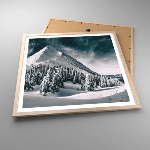 Póster en marco roble claro - Tierra de nieve y hielo - 60x60 cm