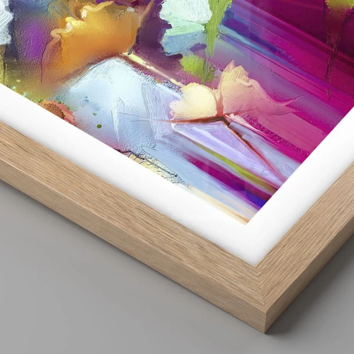 Póster en marco roble claro - Un arco iris ha florecido - 60x60 cm