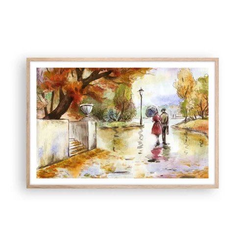 Póster en marco roble claro - Un otoño romántico en el parque - 91x61 cm