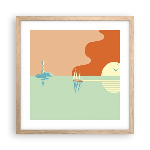 Póster en marco roble claro - Un paisaje marino perfecto - 40x40 cm