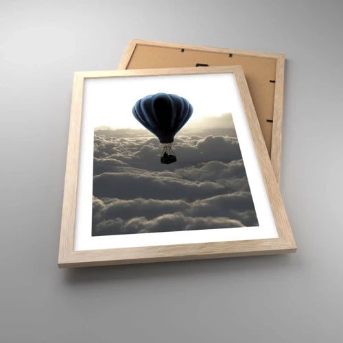 Póster en marco roble claro - Un viajero por encima de las nubes - 30x40 cm