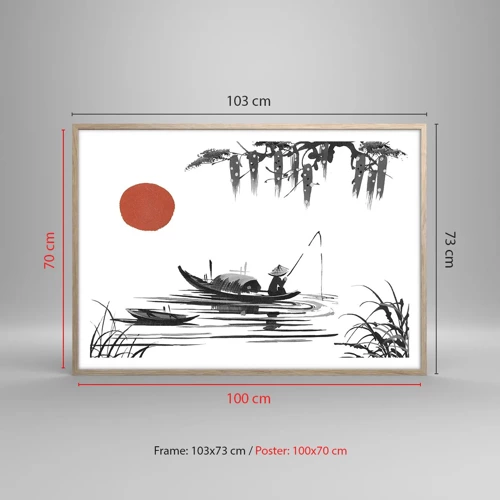 Póster en marco roble claro - Una tarde asiática - 100x70 cm