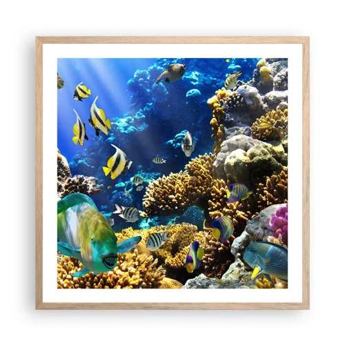 Póster en marco roble claro - Vacaciones submarinas - 60x60 cm