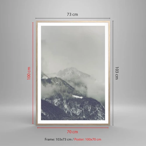 Póster en marco roble claro - Valle de la niebla - 70x100 cm