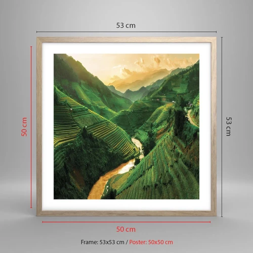 Póster en marco roble claro - Valle vietnamita - 50x50 cm