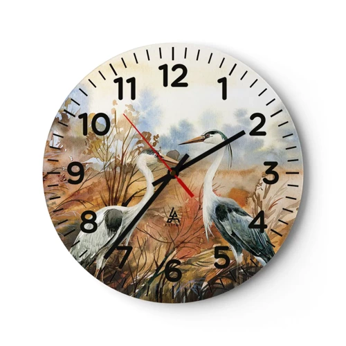 Reloj de pared - Reloj de vidrio - ¿A dónde nos dirigimos en otoño? - 30x30 cm