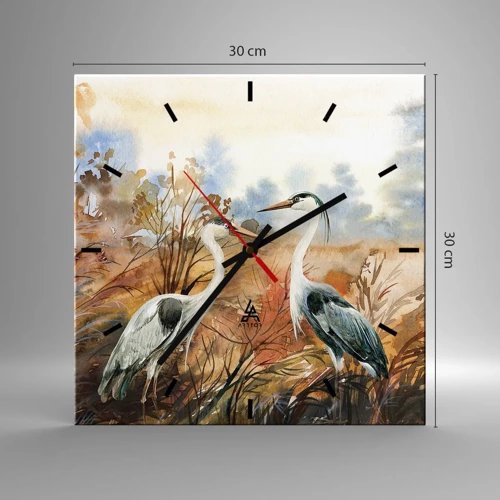 Reloj de pared - Reloj de vidrio - ¿A dónde nos dirigimos en otoño? - 30x30 cm