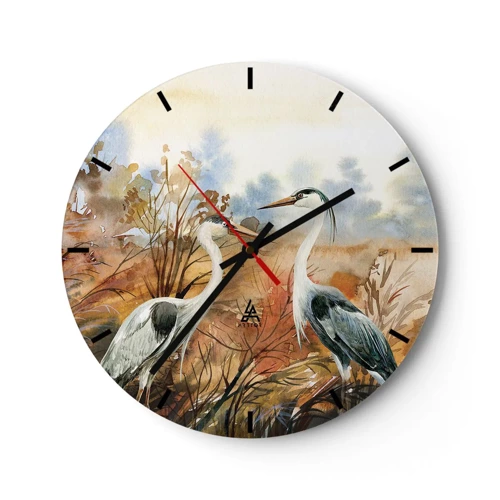 Reloj de pared - Reloj de vidrio - ¿A dónde nos dirigimos en otoño? - 30x30 cm