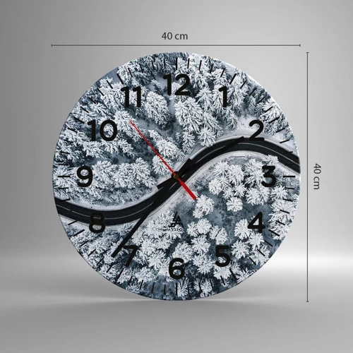 Reloj de pared - Reloj de vidrio - A través de un bosque invernal - 40x40 cm