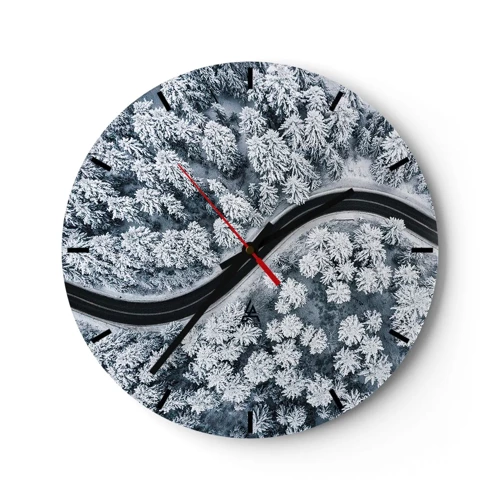 Reloj de pared - Reloj de vidrio - A través de un bosque invernal - 40x40 cm