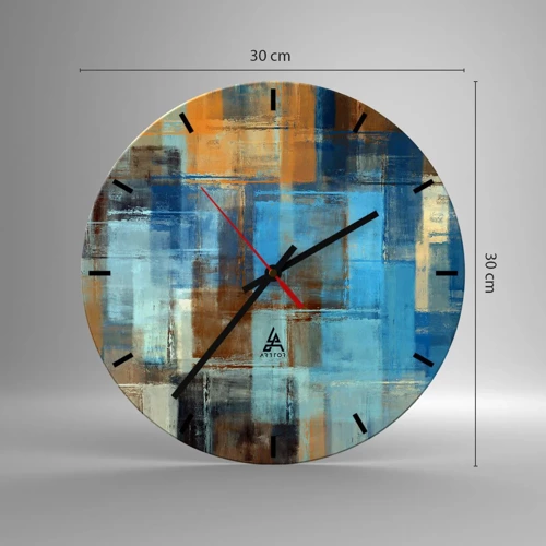 Reloj de pared - Reloj de vidrio - A través del velo azul - 30x30 cm