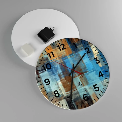 Reloj de pared - Reloj de vidrio - A través del velo azul - 30x30 cm