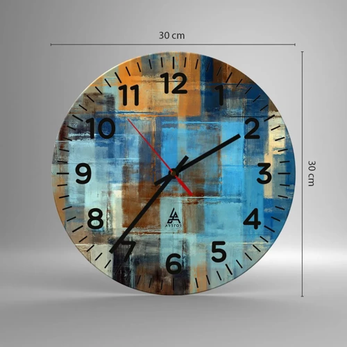 Reloj de pared - Reloj de vidrio - A través del velo azul - 30x30 cm