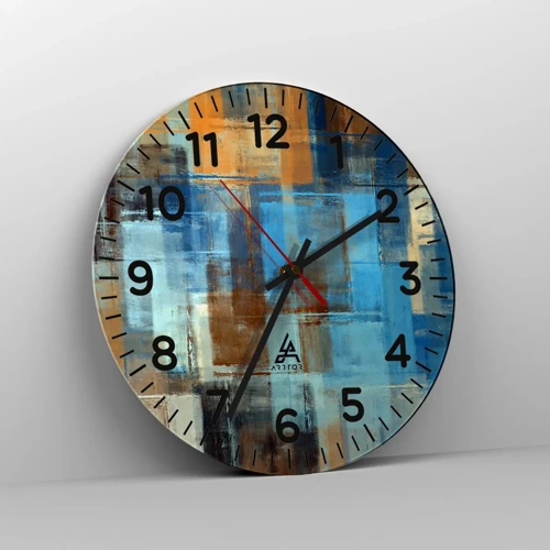 Reloj de pared - Reloj de vidrio - A través del velo azul - 30x30 cm