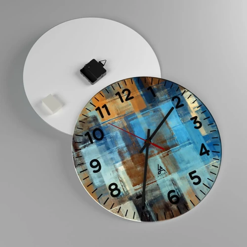 Reloj de pared - Reloj de vidrio - A través del velo azul - 40x40 cm