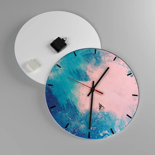 Reloj de pared - Reloj de vidrio - Abrazo azul - 40x40 cm
