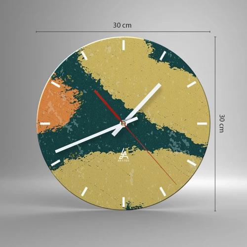 Reloj de pared - Reloj de vidrio - Abstracción - a cámara lenta - 30x30 cm